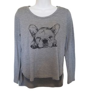 Love by design french bulldog grey long sleeve hi-low t-shirt